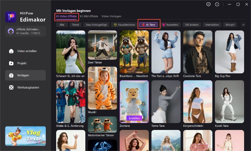 Vorlage für tanzende Babys – AI Prompt Template auswählen