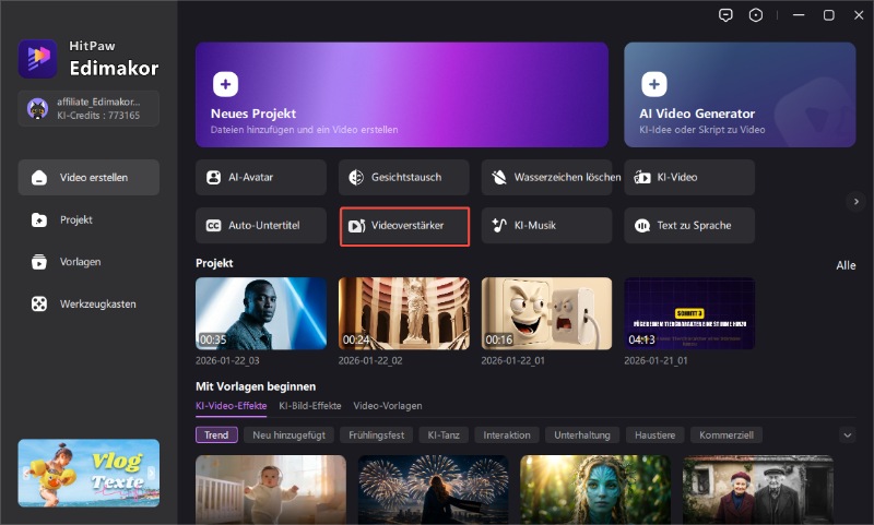 Videoplayer für Computer – Start des Video Enhancers