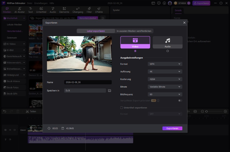 Tung Tung Tung Sahur – Video exportieren und teilen