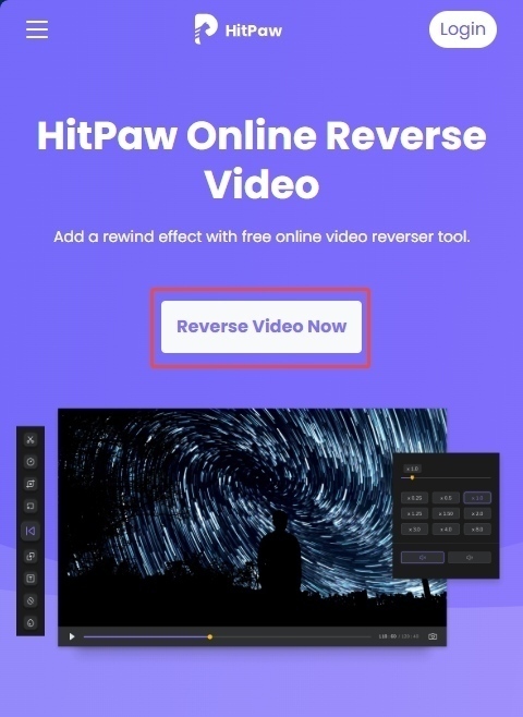 HitPaw Online-Tool für rückwärts abspielen öffnen