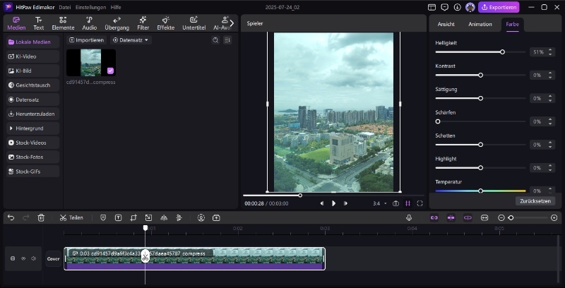 Dunkles Video auf dem Computer mit edimakor aufhellen