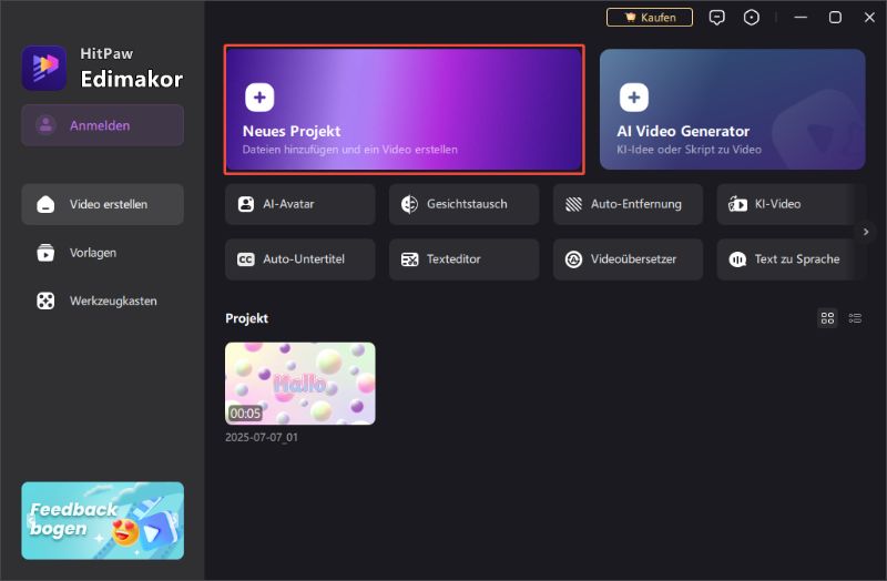 Neues HitPaw-Projekt einrichten
