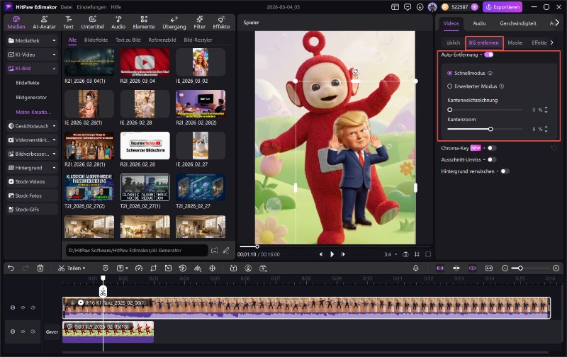 Chicken Banana Video für TikTok bearbeiten in Edimakor