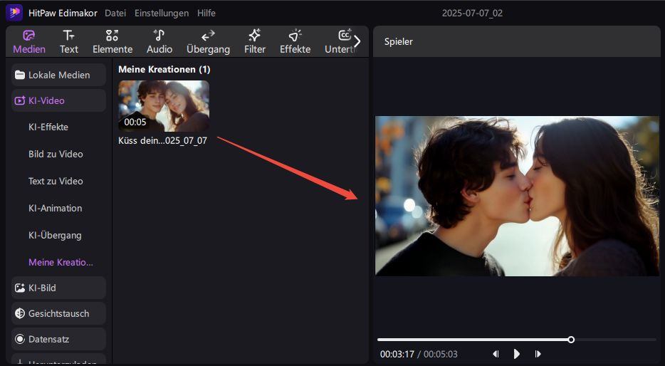 Generiertes KI-Kuss-Video