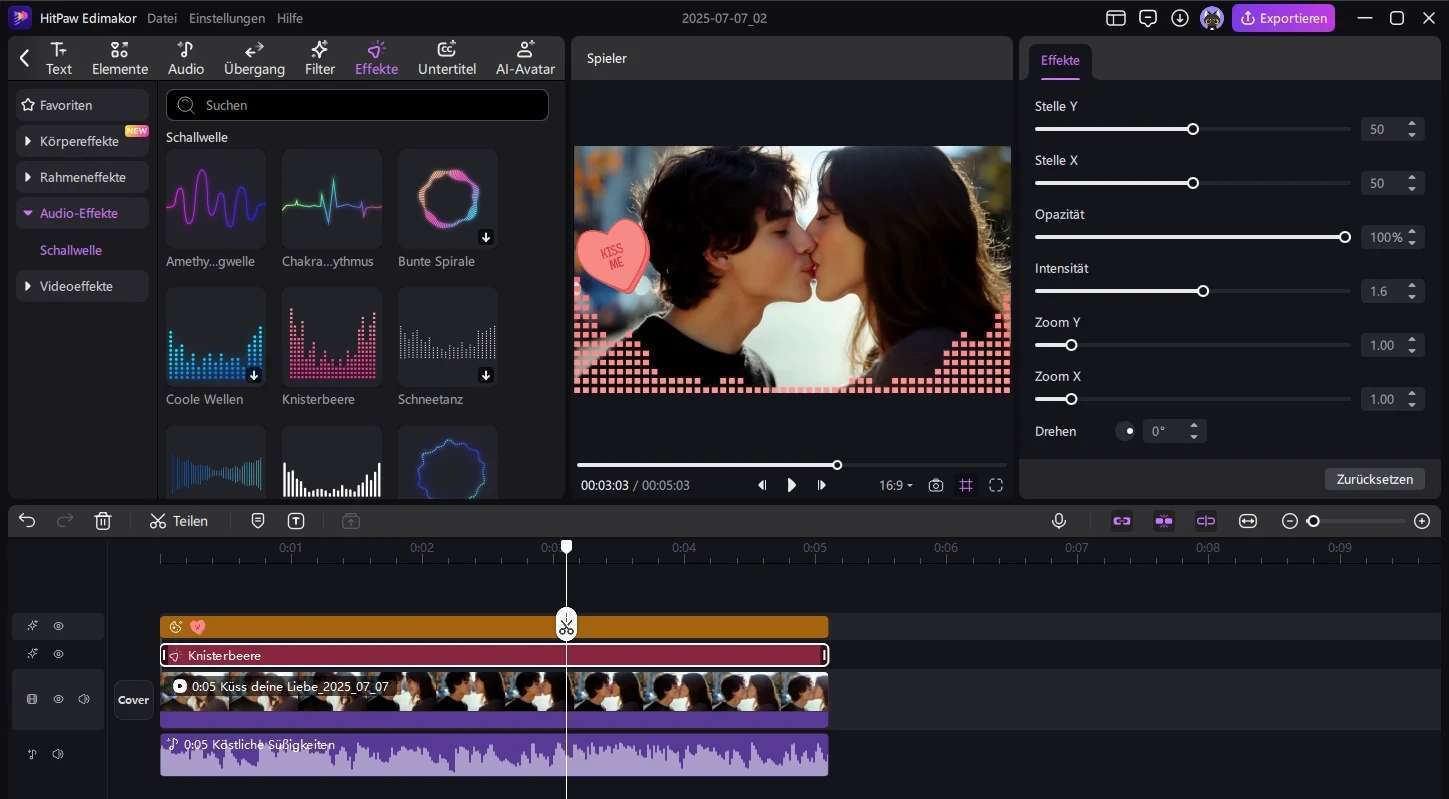 Edimakor Video KI-Kuss bearbeiten