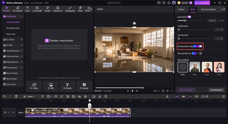Hintergrundgeräusche und Echo aus Video entfernen in Edimakor