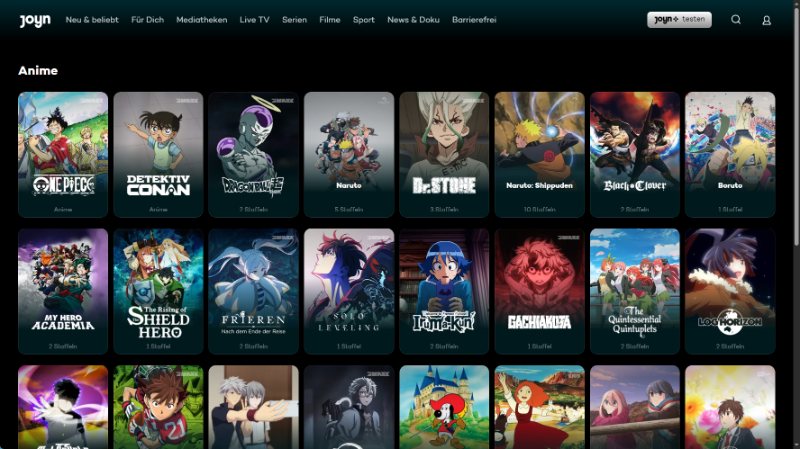 Joyn Anime Serien mit deutscher Tonspur legal schauen