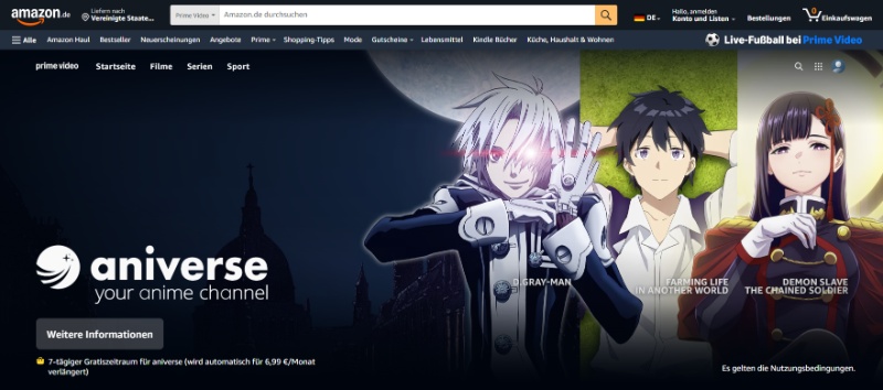 Amazon Prime Video & aniverse Japanische Anime