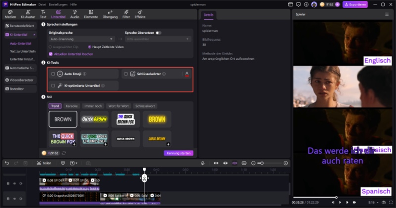 VLC Media Player Alternative HitPaw Edimakor  Untertitel automatisch ubersetzen