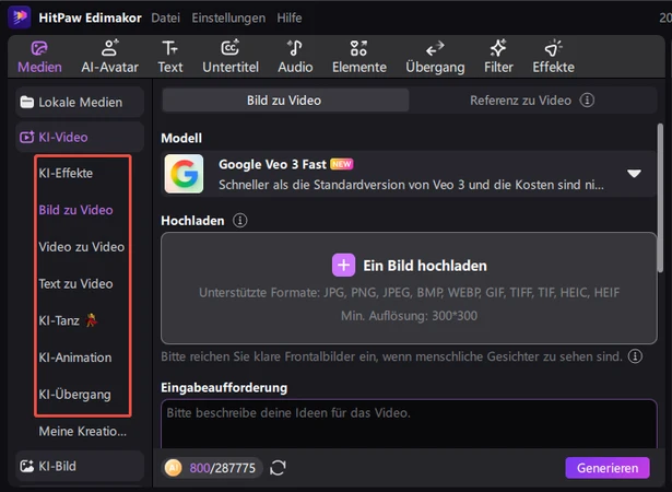 Bild in Video starten