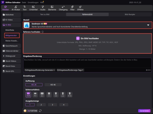 1.Öffne das Menü „KI-Bildanpassung“