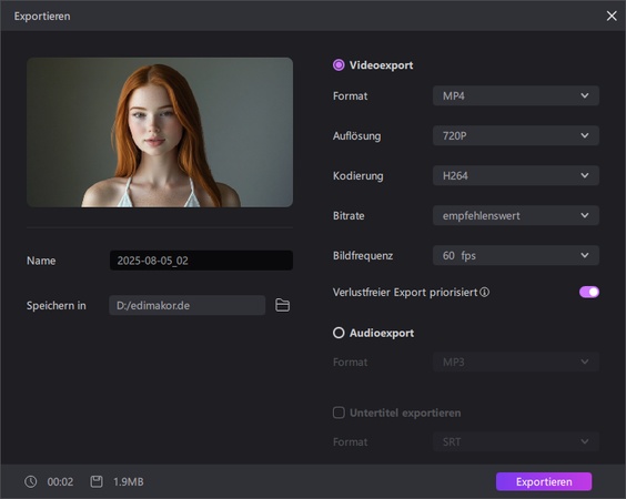 Sprechender-Foto-Export
