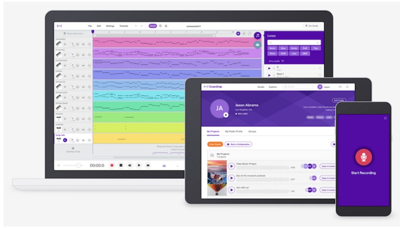 digital audio workstation program Soundtrap by Spotify Browseroberfläche zur Musikproduktion und Online-Zusammenarbeit