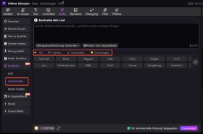 Edimakor KI-ähnliche Musikgenerierung