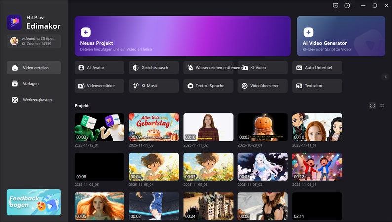 edimakor öffnen und anmelden