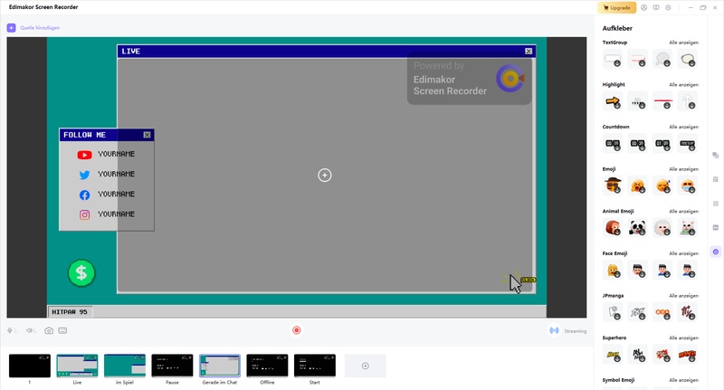 Edimakor Screen Recorder Aufnahmeprogramme für PC