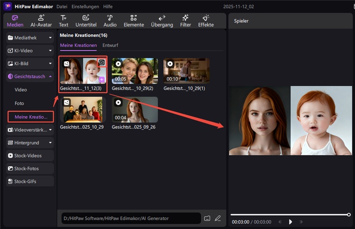 exportieren und teilen