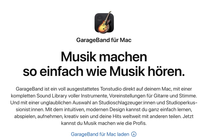 arageBand Musik Schneideprogramm – Benutzeroberfläche zum Musik schneiden und Erstellen eigener Musikprojekte auf Mac und iOS