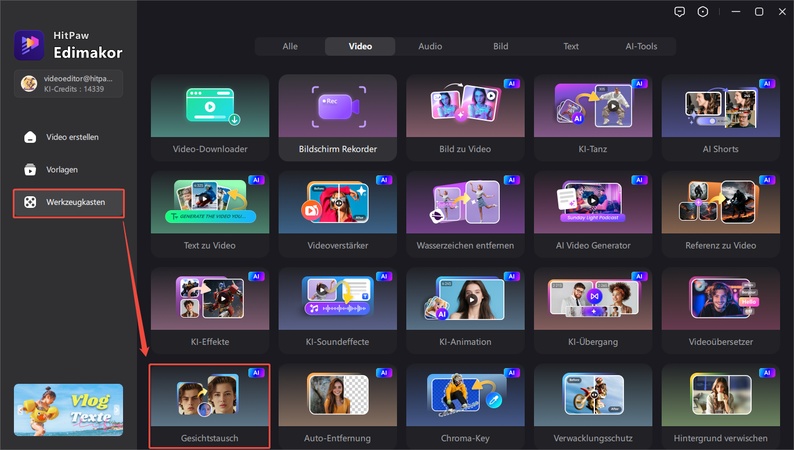 gesichtstausch-Funktion auswählen