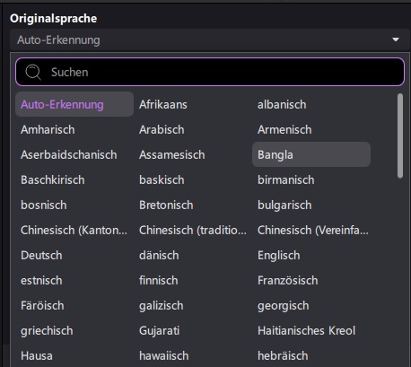 edimakor unterstützt umfangreiche Untertitelsprachen