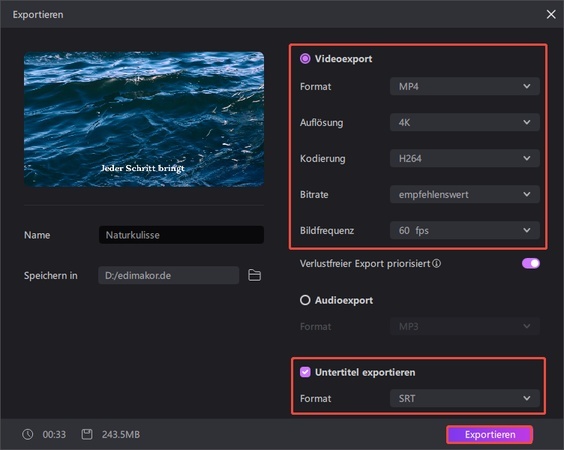 edimakor Untertitel übersetzen