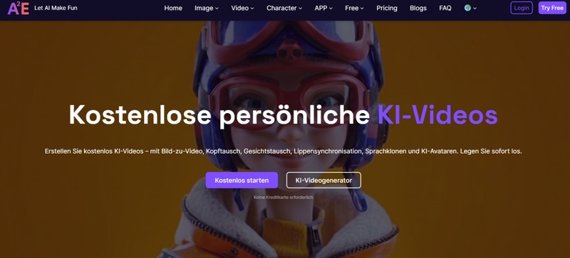 A2E AI offizielle Website und Dashboard-Übersicht aller KI-Videoverarbeitungstools
