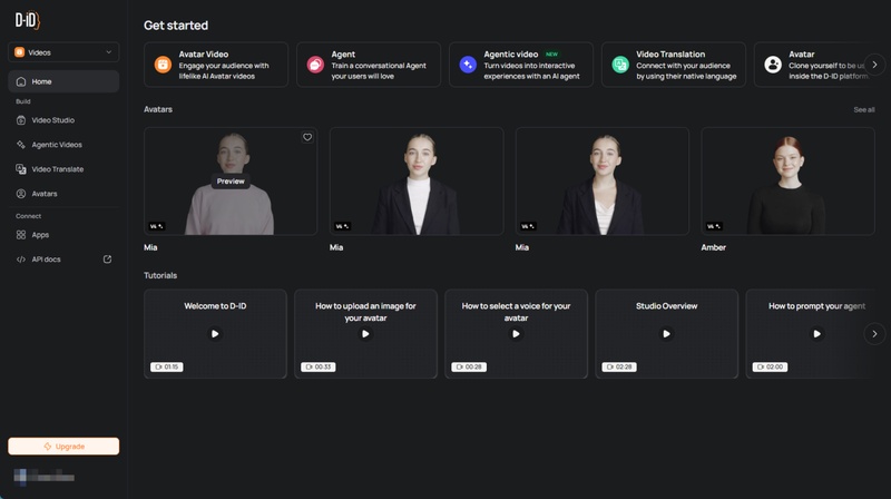 D-ID KI Studio zum Animieren von Fotos und Avataren
