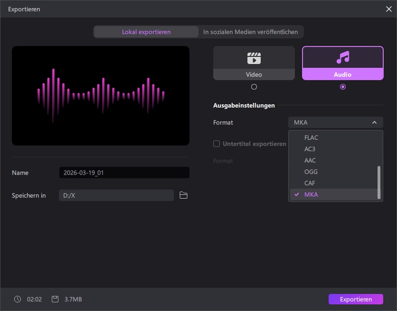 video ohne ton exportieren edimakor
