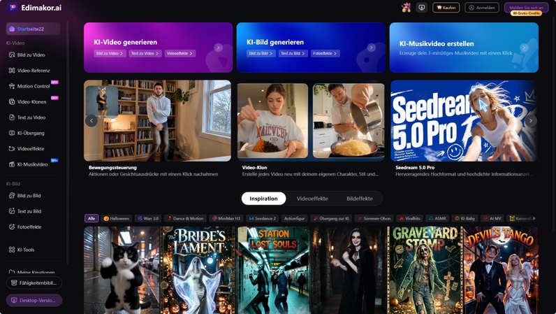 Edimakor KI Video Editor als beste A2E AI Alternative für Einsteiger