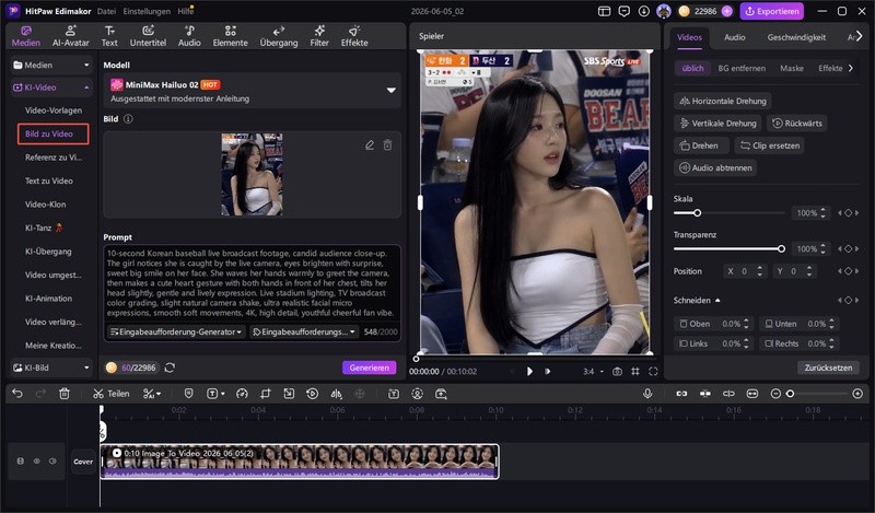 KI-Video-Generator in Edimakor mit Texteingabe für ein WhatsApp-GIF