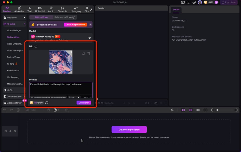 alte fotos animieren prompt eingeben