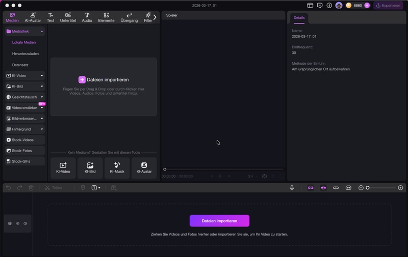 ton entfernen video importieren
