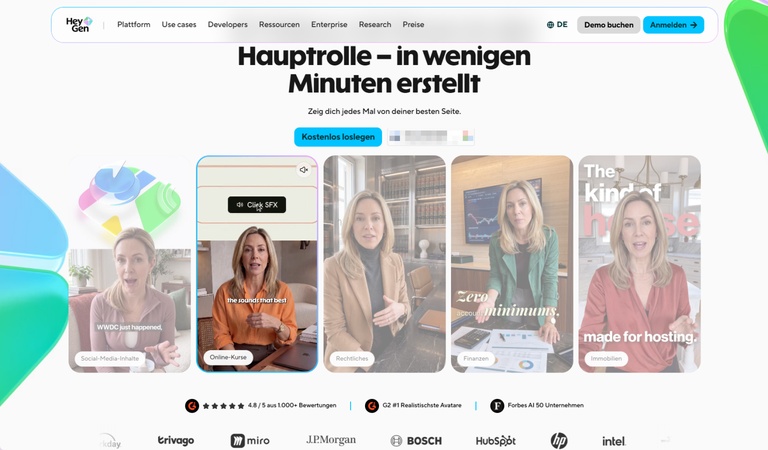 HeyGen professioneller Business KI Avatar Editor im Test