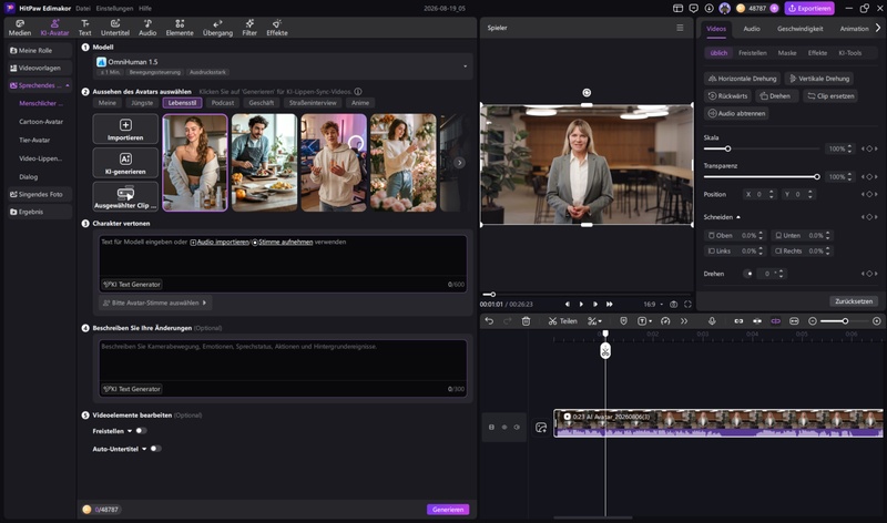 KI Avatar erstellen kostenlos mit HitPaw Edimakor Video Editor