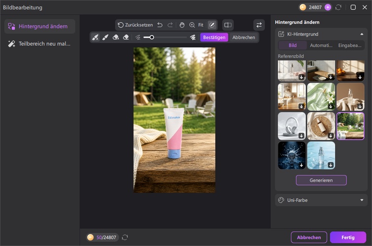 HitPaw Edimakor KI Bildeditor mit automatischer Freistellung für E-Commerce Produktfotos