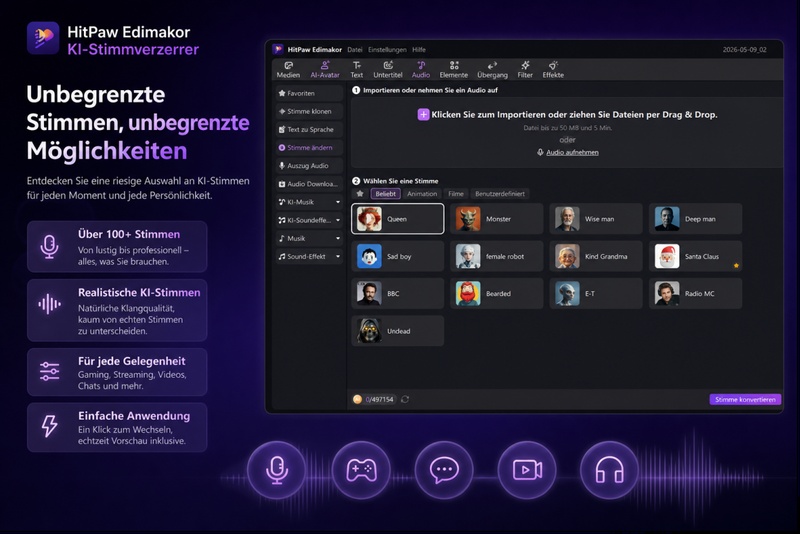 HitPaw Edimakor erstellt KI-Stimmen im Editor