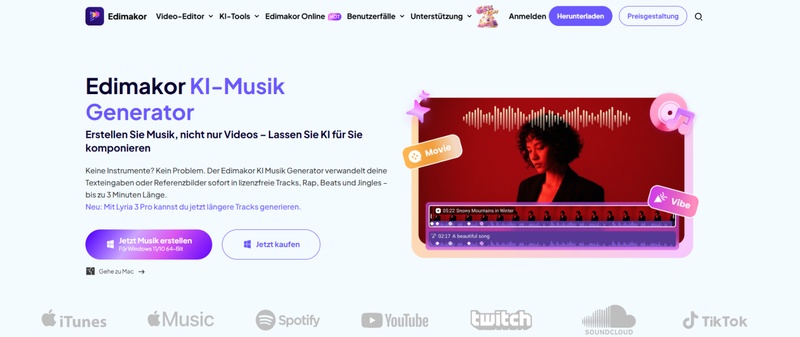Edimakor KI Rap Generator zum Erstellen eigener Rap Songs mit künstlicher Intelligenz