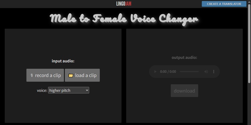 LingoJam zum Stimme verändern online ohne Download