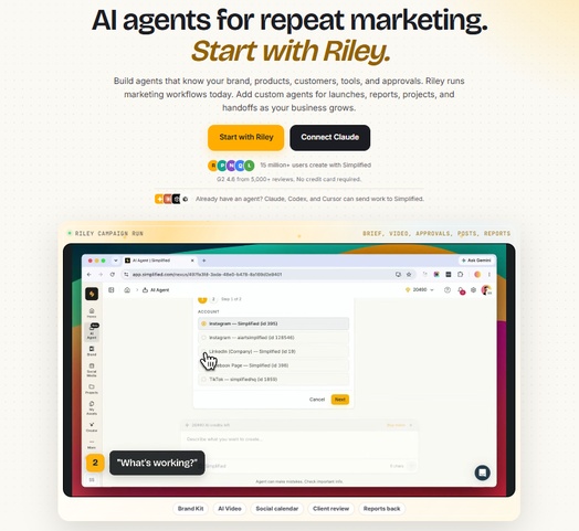 Simplified All-in-One Dashboard für Design KI-Texte und Anzeigen-Workflows