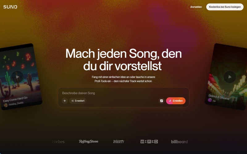 Suno AI als KI Rap Song Generator zum Erstellen eigener Musik mit künstlicher Intelligenz