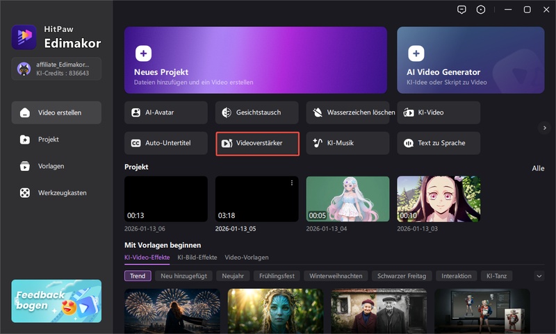 video entrauschen mit edimakor video enhancer
