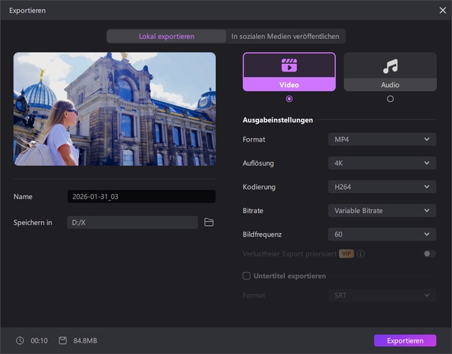 Videofarben verbessern für ein cineastisches Ergebnis