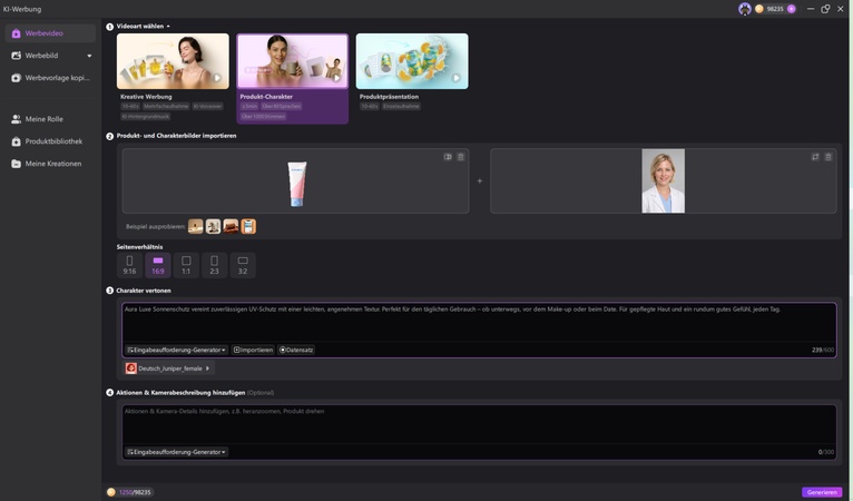 Seitenverhältnis, Videolänge, Musik und Voiceover in Edimakor einstellen