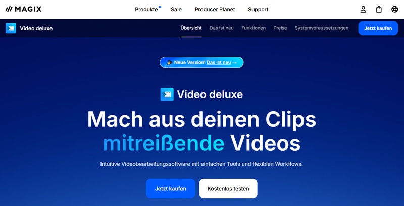 Magix Video deluxe Oberfläche beim Erstellen einer Diashow mit Musik, Effekten und Übergängen