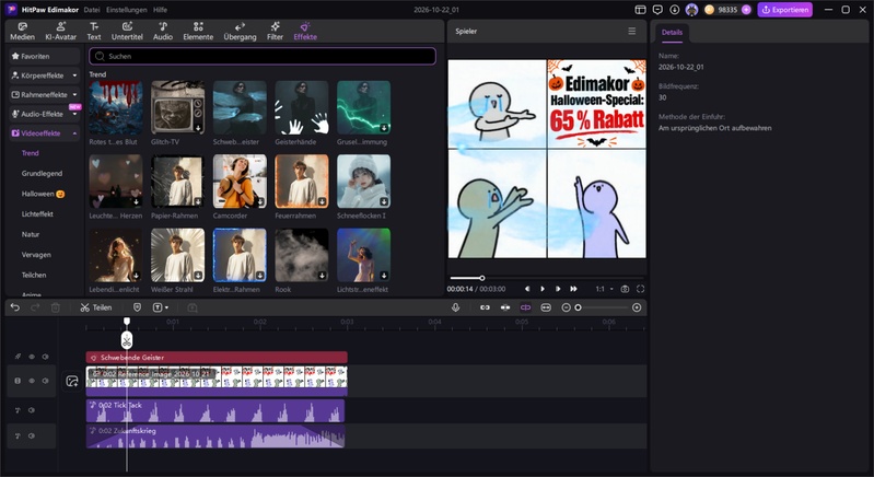 Diashow in Edimakor mit Übergängen, Texten, Filtern und KI-Bildanimation gestalten