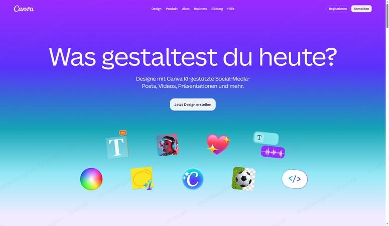 Canva Videoeditor im Browser mit hochgeladenen Fotos und Musik aus der Bibliothek