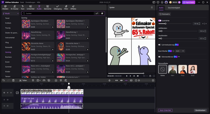 Bilddauer und Musiktitel in Edimakor synchronisieren und Bildwechsel an den Beat anpassen