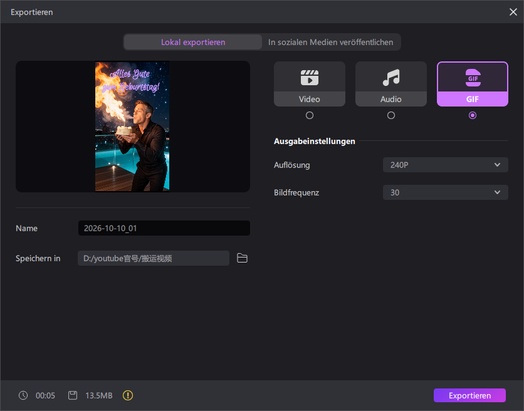 edimakor als gif exportieren