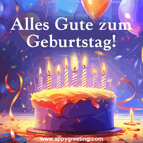 geburtstagstorte lila kerzen gif