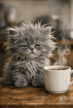 2 sleepy cat morning coffee
